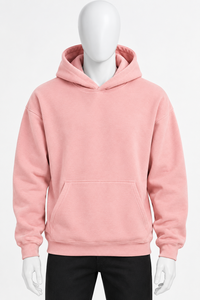 <b>Men's</b> Oversized Hooded Sweatshirt Solid <b>Pink</b> Fleece Regular Sleeve Casual Autumn Knitted <b>Hoodie</b> - Product Image 5