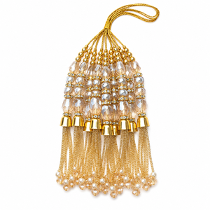 Borla Decorativa Hecha a Mano con Cuentas de Perlas y Cadena Dorada para Cortinas, Decoración del Hogar, Prendas y Accesorios - Product Image 1