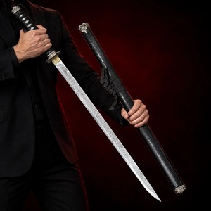 Espada Katana de Acero de Damasco Hecha a Mano, Hoja Japonesa de Samurái con Funda Negra, Herramientas para Exteriores, Hechas a Mano, OEM Personalizado - Product Image 1