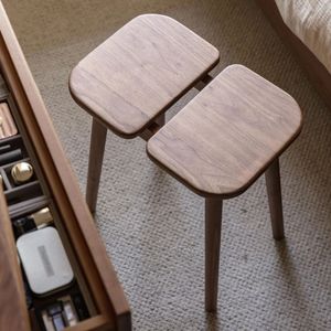 Modern Solid Wood <b>Vanity</b> Stool with Fabric Upholstered Cushion, Portable Dressing Stool for Bedroom, Apartment and <b>Makeup</b> <b>Vanity</b> - Product Image 3