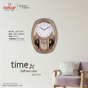 Premium Quality RT/PD Luxury <b>Wall</b> Musical <b>Clock</b> with Smooth Sweep Hands and Soft Melodies for Elegant Interiors for Sale - Product Image 4
