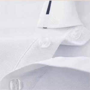 Polo personnalisé pour homme, blanc, manches courtes, 100% coton piqué, tricoté, décontracté, couleur unie, respirant, coupe classique, boutons - Product Image 6