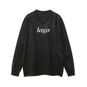 เสื้อคอกว้างทรงโอเวอร์ไซส์ แขนยาว ผ้าโพลีเอสเตอร์ผสมสแปนเด็กซ์ แห้งเร็ว คุณภาพสูง สำหรับผู้ชาย สไตล์สตรีทแวร์ ฮิปฮอป คลาสสิก - Product Image 3