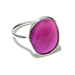 Pink Chalcedony <b>Ring</b>, Checker Cut Gemstone <b>Ring</b>, Sterling Silver Jewelry, Handmade Adjustable <b>Ring</b>, Fashion <b>Ring</b> for Women - Product Image 1