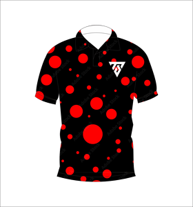 Polo homme noir à pois rouges, manches courtes, décontracté, imprimé, personnalisé, pour l'été - Product Image 4