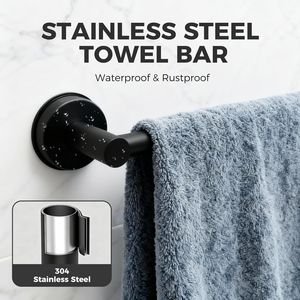 Porte-serviettes de bain mural moderne en acier inoxydable réglable de 14,6 à 24 pouces avec ventouse - Product Image 3