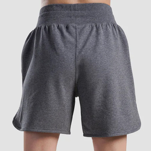 Custom Charcoal Grey Pintuck Sweat Shorts - Women's High <b>Waisted</b> Fleece Shorts with Side Slit Heavyweight Cotton Athletic Shorts - Product Image 3