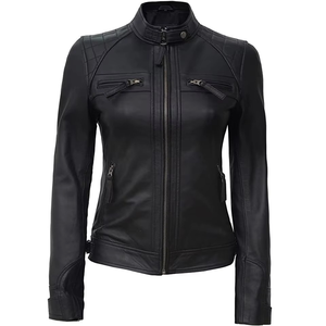 Men's Black Genuine Leather Embossed Vintage Distressed Patchwork Moto <b>Biker</b> Jacket Stand Collar Zipper Closure Slim Fit Spring - Product Image 2