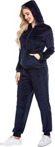 Women <b>Velour</b> Tracksuit 2 Piece <b>Jogger</b> Set Hooded Lounge Sportswear Custom Logo Leisurewear Tracksuits - Product Image 5