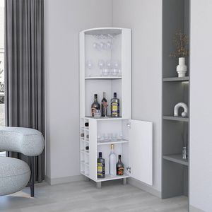 Mobile Bar Angolare Bianco con Portabicchieri e Portabottiglie per Uso Domestico o Commerciale - Product Image 2