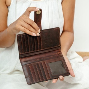 Cartera tallada a mano de nuevo diseñador, cartera de mano con estilo de cuero genuino para el cabello en la cartera de piel de vaca, carteras de pulsera de cuero occidental - Product Image 6