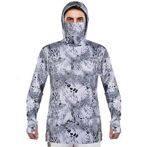 Chemises de pêche à protection UV, vêtements de pêche à manches longues, design personnalisé, masque intégré, sweat à capuche de pêche à séchage rapide avec masque facial - Product Image 2