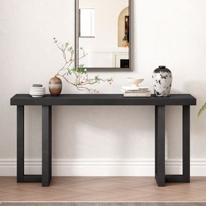 U_STYLE Solid <b>Pine</b> Legs Console <b>Table</b> with Geometric Design for Entryway Hallway Living Room Bedroom Use - Product Image 2