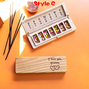 Organisateur hebdomadaire portable magnétique personnalisé écologique de pilulier en <span class=keywords><strong>bois</strong></span> - Product Image 5
