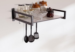 Étagère murale en métal pour four à micro-ondes avec crochets, organisateur de rangement de cuisine - Product Image 3