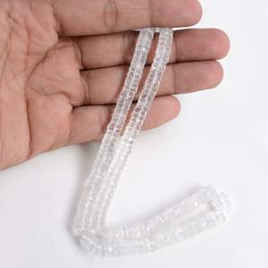 Perles de pierres précieuses en cristal de quartz naturel transparent, facettées, en forme de pneu, rondelles Heishi, pour la fabrication de bijoux - Product Image 5