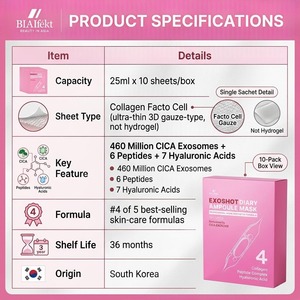 มาส์กหน้าเกาหลี EXOSHOT Diary Ampoule Mask สูตร CICA คอลลาเจน เปปไทด์ ไฮยาลูรอนิค แอซิด ไฮโดรเจล ช่วยลดเลือนริ้วรอย กระชับรูขุมขน บำรุงผิวหน้าให้ขาวกระจ่างใส - Product Image 6