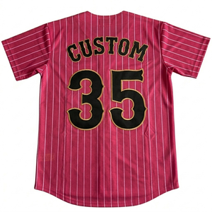 Custom Pinstripe Baseball Jersey Embroidery Team Name Number Breathable <b>Athletic</b> Fit Full Button Closure Short Summer Sports - Product Image 2