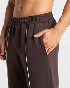 Men's Espresso Custom Contrast Line <b>Oversized</b> <b>Jogger</b> Premium Quality Cotton Fleece Trouser Wide Leg Men's Back Pocket Sweatpants - Product Image 3