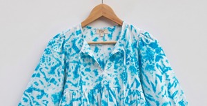 Blusa de Algodón Tie Dye para Mujer, Estampada a Mano, Estilo Boho Casual, Cuello en V, Manga Globo, Borlas, Transpirable, Etiqueta Privada Personalizada - Product Image 2