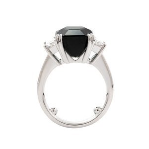 Bague de luxe en or 14 carats à trois pierres vertes, diamant de laboratoire taille émeraude 9,4 carats, bijoux de fiançailles, cadeau d'anniversaire de mariage à trois pierres trapézoïdales - Product Image 2