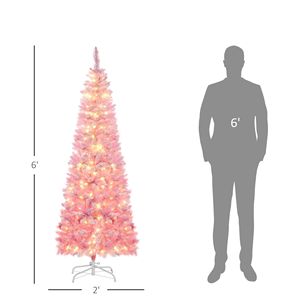 Albero di Natale Artificiale Pre-Illuminato da 180 cm con 250 Luci LED e 500 Rami, Base Staccabile, Albero di Natale Rosa - Product Image 3
