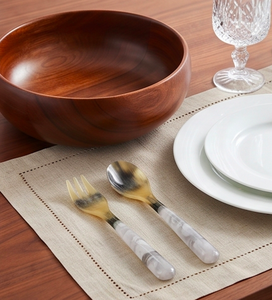 Juego de cuchara y tenedor de cuerno natural con mango largo y moderno, ecológico, ideal para viajes, bodas y hoteles. - Product Image 4