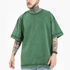 Men's Green Cotton Oversized T-<b>Shirt</b> Short Sleeve O-Neck Casual Solid Color Jersey Knit Blank Design Personalized Brand OEM ODM - Product Image 1