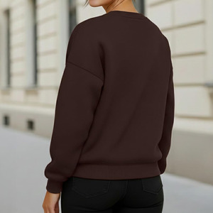 Sudadera de Cuello Redondo para Mujer, Color Sólido, 100% Algodón, Tejido de Punto, Corte Regular, Manga Larga, Transpirable, para Otoño - Product Image 2