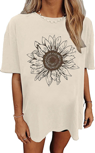T-shirt ample à motif floral pour femme - Col rond sportif d'été avec imprimé très attrayant - Product Image 6