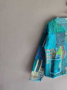 Veste matelassée patchwork pour femme, cardigan boutonné devant, col mandarin, manches longues, coupe classique, motif floral, cadeau pour elle - Product Image 2