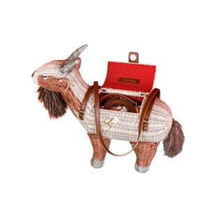 Cesta de Almacenamiento de Mimbre con Forma de Cabra, Cesta de Regalo Tejida con Forma de Animal, Caja Decorativa de Mimbre con Correa - Product Image 5