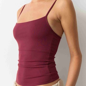 Top Quality Women's <b>Spaghetti</b> <b>Strap</b> Camisole Top Scoop Neck Slim Fit Breathable Stretchy Knitted Sporty Solid Tank Top Women - Product Image 5