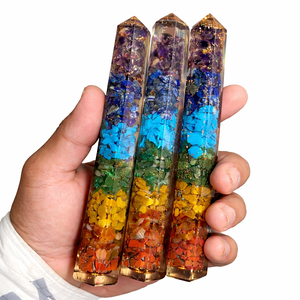 Varita de Masaje Orgón de Siete Chakras, Torre de Orgonita Curativa de 7 Chakras, Cristal Feng Shui de 7 Pulgadas, Pulido de Alta Calidad - Product Image 6