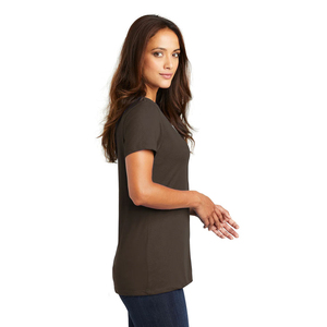 T-shirt respirant pour femme à col en V, haut uni à manches courtes, t-shirts en toile, prix de gros, services OEM avec logo personnalisé - Product Image 3