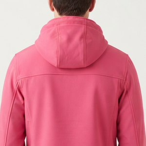 Veste à capuche rose pour homme, fermeture éclair intégrale, coupe-vent, vêtement d'extérieur décontracté, coupe régulière, couleur unie, matière polyester, pour l'automne - Product Image 5