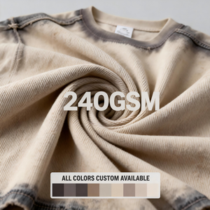 Camiseta de Algodón Vintage Lavada y Desgastada de 240 g/m² con Estampado Láser y Bordado, Manga Corta, Estilo Urbano, Fabricante - Product Image 2