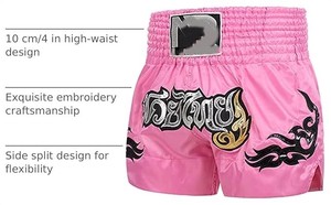 Shorts de boxe blancs 100 % coton imprimés par transfert thermique pour hommes, avec ceinture élastique dorée, logo personnalisé sur le devant, tissu satiné 100g, coupe ample - Product Image 3