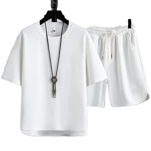 Ensemble pull-over homme en polyester/coton - T-shirt à manches courtes et short de qualité supérieure, coupe classique - Grande taille, respirant et léger pour l'été - Product Image 5