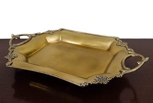Plateau de service en laiton finition antique mate avec motif en relief, élégant plateau vintage pour servir, décoration d'intérieur - Product Image 3