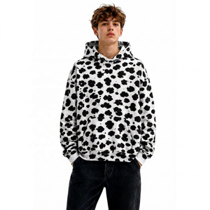 Sweat-shirt à capuche unisexe en molleton épais avec imprimé léopard numérique, logo personnalisé sur le devant, poche, style streetwear, hiver - Product Image 1
