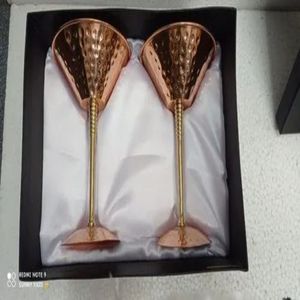Handmade Hammered Copper <b>Wine</b> <b>Goblets</b> Gold Rimmed Metal Cocktail Glasses Gift Set for Party Wedding - Indian Home Crafts - Product Image 3