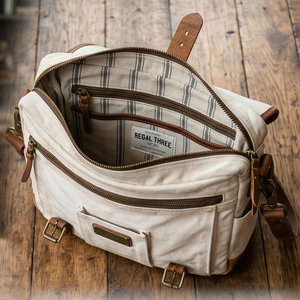 Regal Three <b>Canvas</b> Messenger Bag Large Durable Buckle Closure Embossed Logo All Seasons Business Messenger Use Bags - Product Image 4