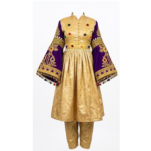 Salwar Kameez traditionnel indien pour femmes en soie, manches brodées violettes, tenue ethnique de mariage, coupe classique, robe afghane Kuchi - Product Image 1