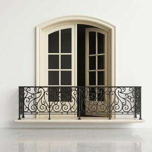 European-style wrought iron balcony railing – <b>Wall</b>-<b>mounted</b>, rust-resistant, easy to assemble, suitable for outdoor decoration. - Product Image 1