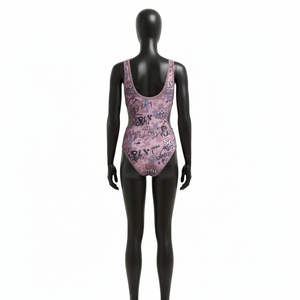 Maillot de bain femme en tissu extensible polyester élasthanne 200 GSM, motif camouflage rose, logo personnalisé - Product Image 3