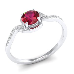 Bague solitaire REYES en or 14 carats certifiée IGI avec diamant et rubis pour femme, prix de gros, bijoux fins minimalistes - Product Image 2