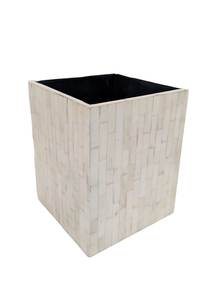 Latest White Resin Bone Inlay Pen Holder with Traditional Leaf Design <b>Square</b> Pattern Mother of Pearl Desk Organizer for Desks - Product Image 4