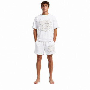 Nouveauté : Ensembles décontractés tricotés pour hommes, design tendance, shorts respirants 100 % coton, haute qualité, style streetwear, logo personnalisé - Product Image 1