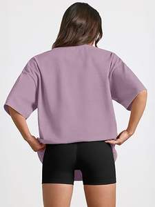 Camiseta Oversize de Cuello Redondo, Tejido Transpirable y Ecológico, Estampada, Túnica de Verano para Entrenamiento, Gimnasio, Uso Casual y en Casa - Product Image 4